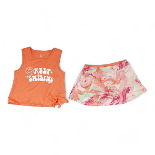 Orange Graphic Skirt Set