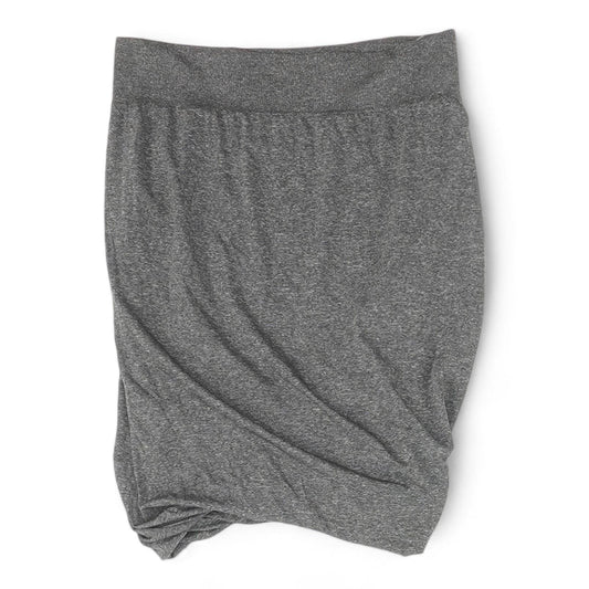 Gray Solid Midi Skirt