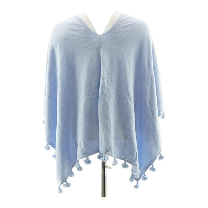 Blue Solid Poncho Sweater