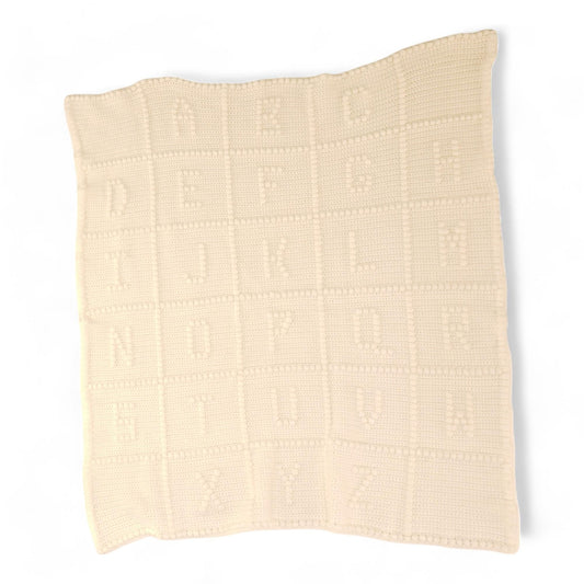 White Crochet ABC Blanket/Sleep Sack