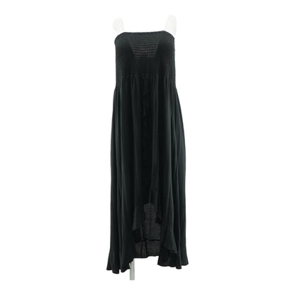 Black Solid Midi Dress
