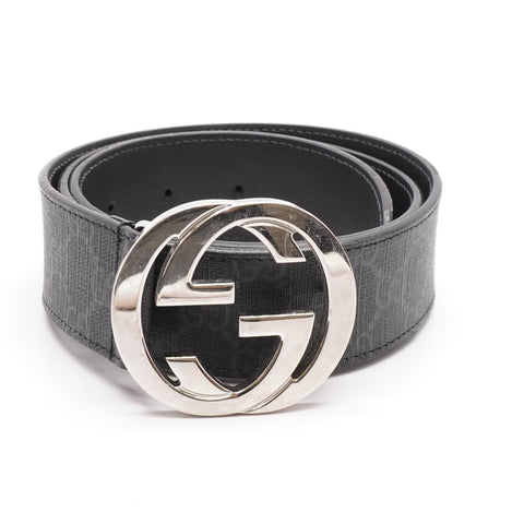 Black Leather GG Supreme Belt