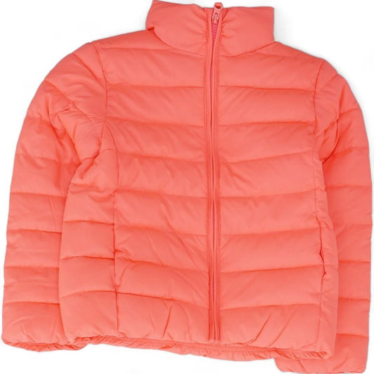 Peach Solid Puffer Jacket