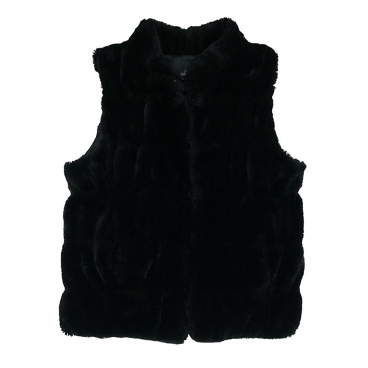 Black Solid Faux Fur Vest