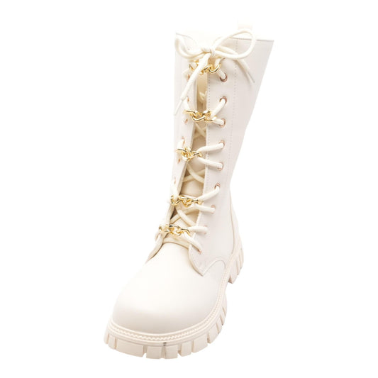 Ivory Synthetic Boot Shoes