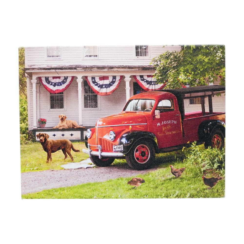 July On The Farm Lighted Tabletop Canvas – Unclaimed Baggage
