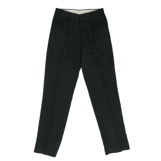 Vintage Black Solid Linen Dress Pants