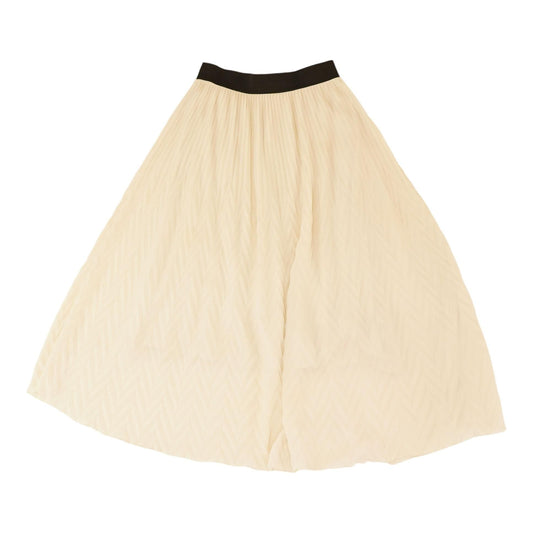 Beige Solid Midi Skirt