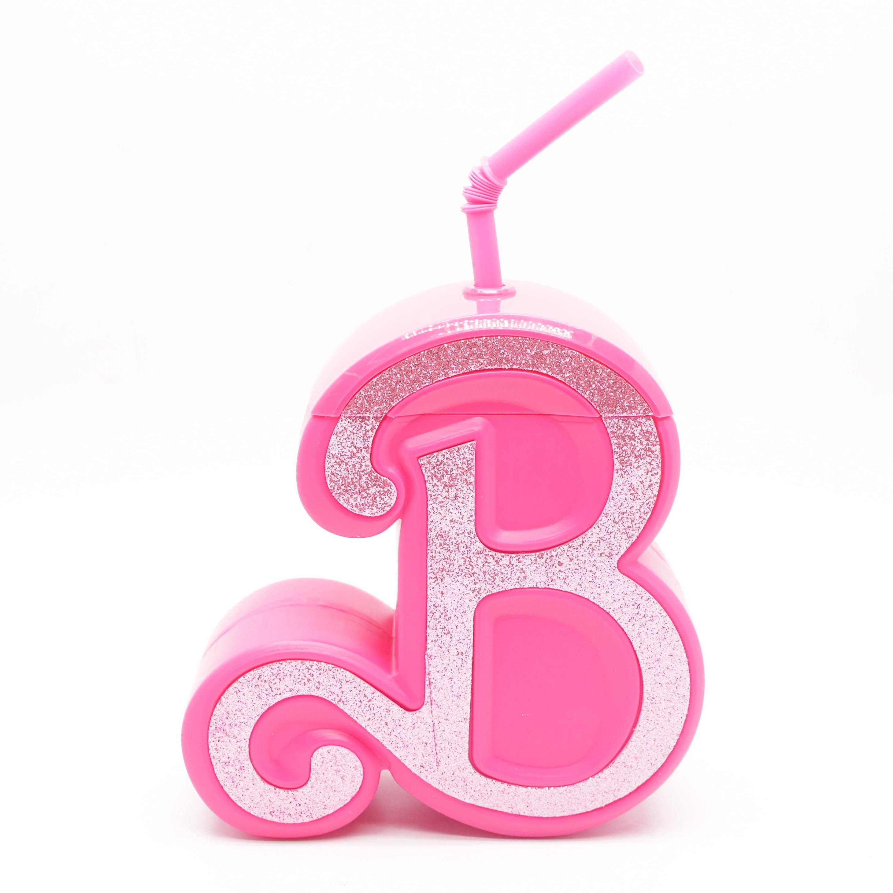 Pink Glitter B Cup with Straw Unclaimed Baggage