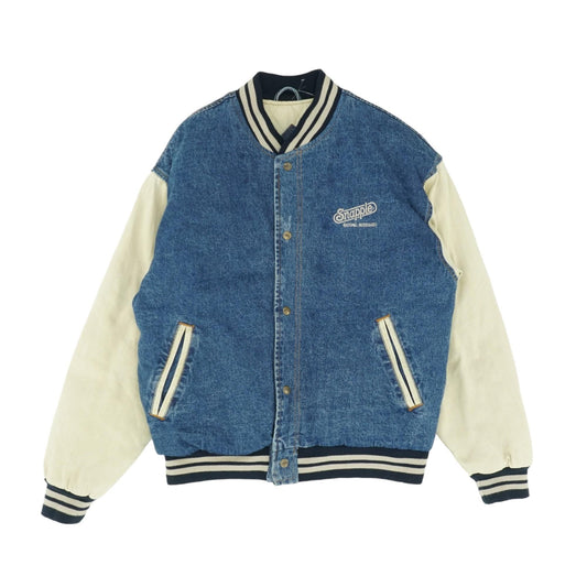 Vintage 1990's-2000's Blue Color Block Denim Varsity Jacket
