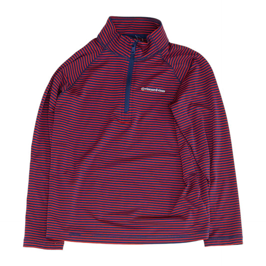 Red Striped 1/4 Zip Pullover