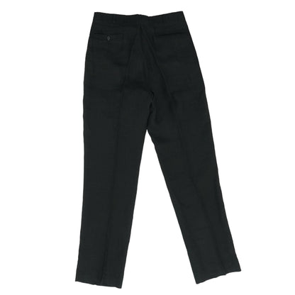 Vintage Black Solid Linen Dress Pants