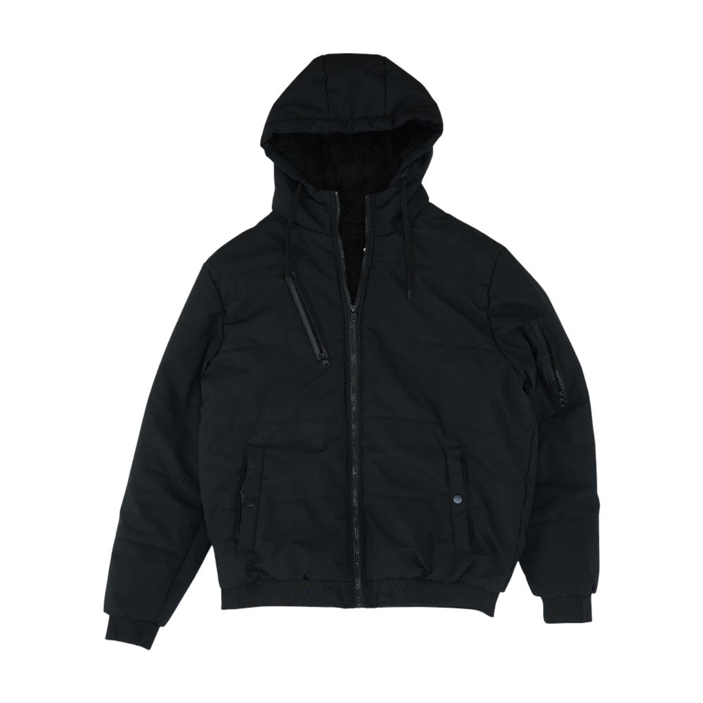 Puffer Cargo Jacket in Black
