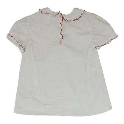 White Solid Short Sleeve Blouse