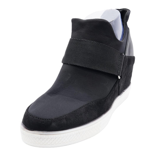 Wedged Black Low Top Athletic Shoes