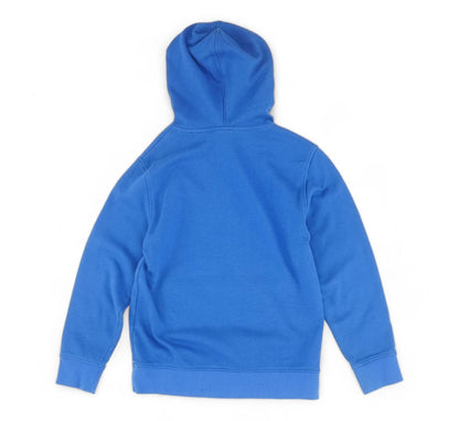 Blue Solid Hoodie Pullover