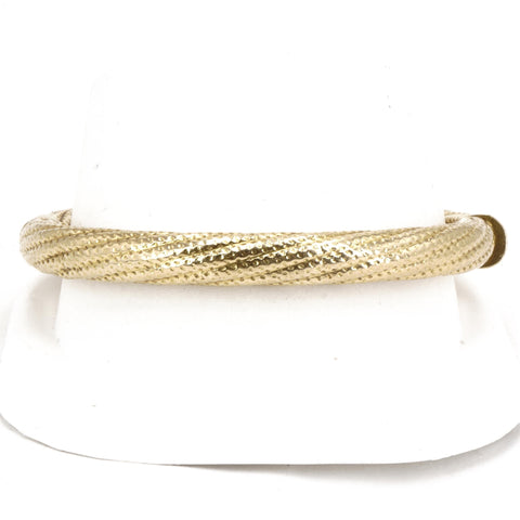 Hinged Twisted Rope Polished Bangle Bracelet 14k Yellow Gold