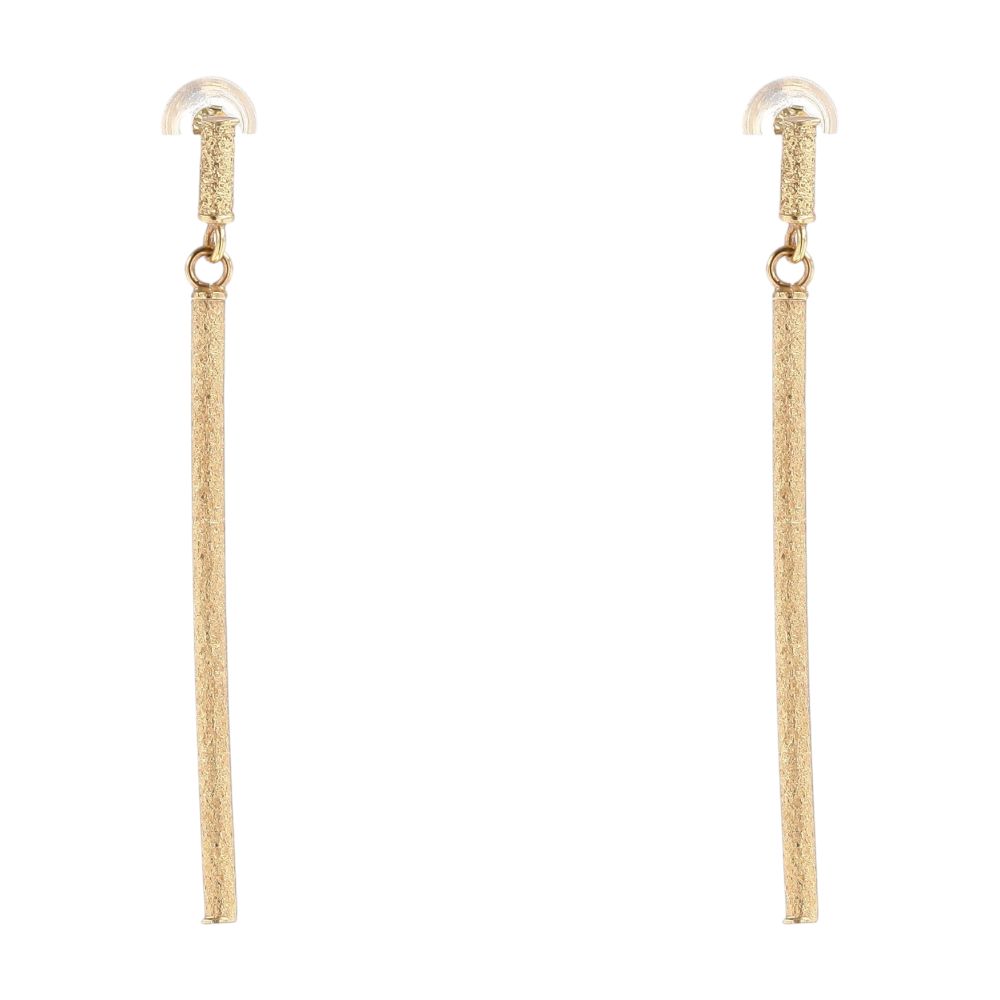 10K Gold Textured Bar Drop Earrings – Unclaimed Baggage - Main Image