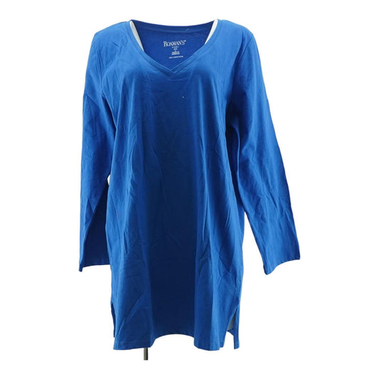Blue Solid V Neck T-Shirt
