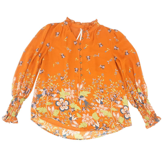 Rust Floral Long Sleeve Blouse