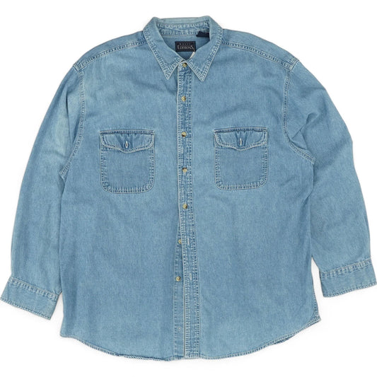 Blue Solid Flannel Button Down