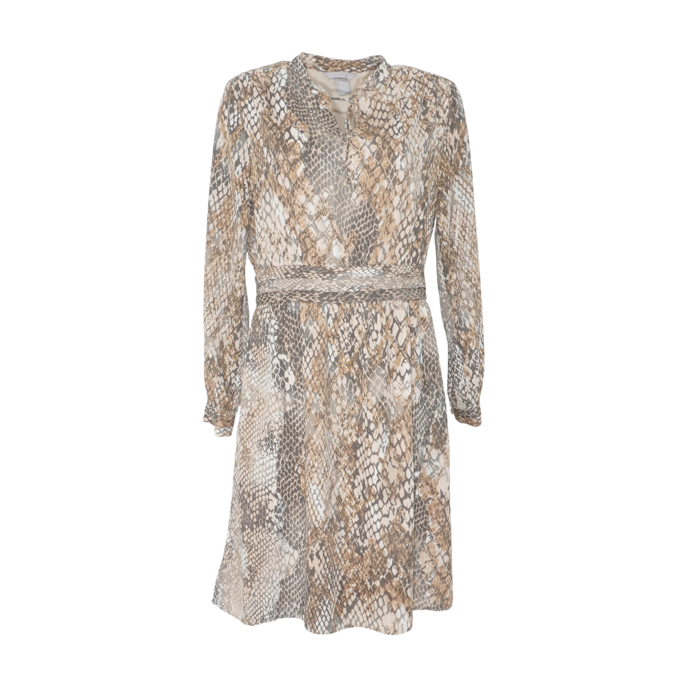 h&m beige dress Animal Print Midi – Unclaimed Baggage ashley Lauren Size:38 (FR) A-line Off the Shoulder Taffeta lining over the