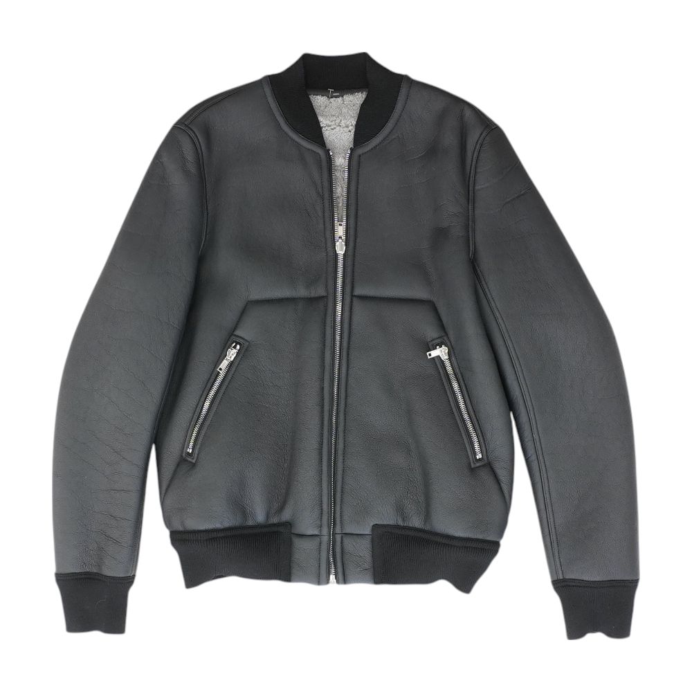 Black Porterville Reversible Classic Flight Shearling Bomber