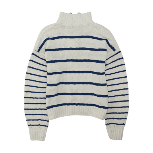 Hover Splendid White Striped 1/4 Zip Sweater – Image 2