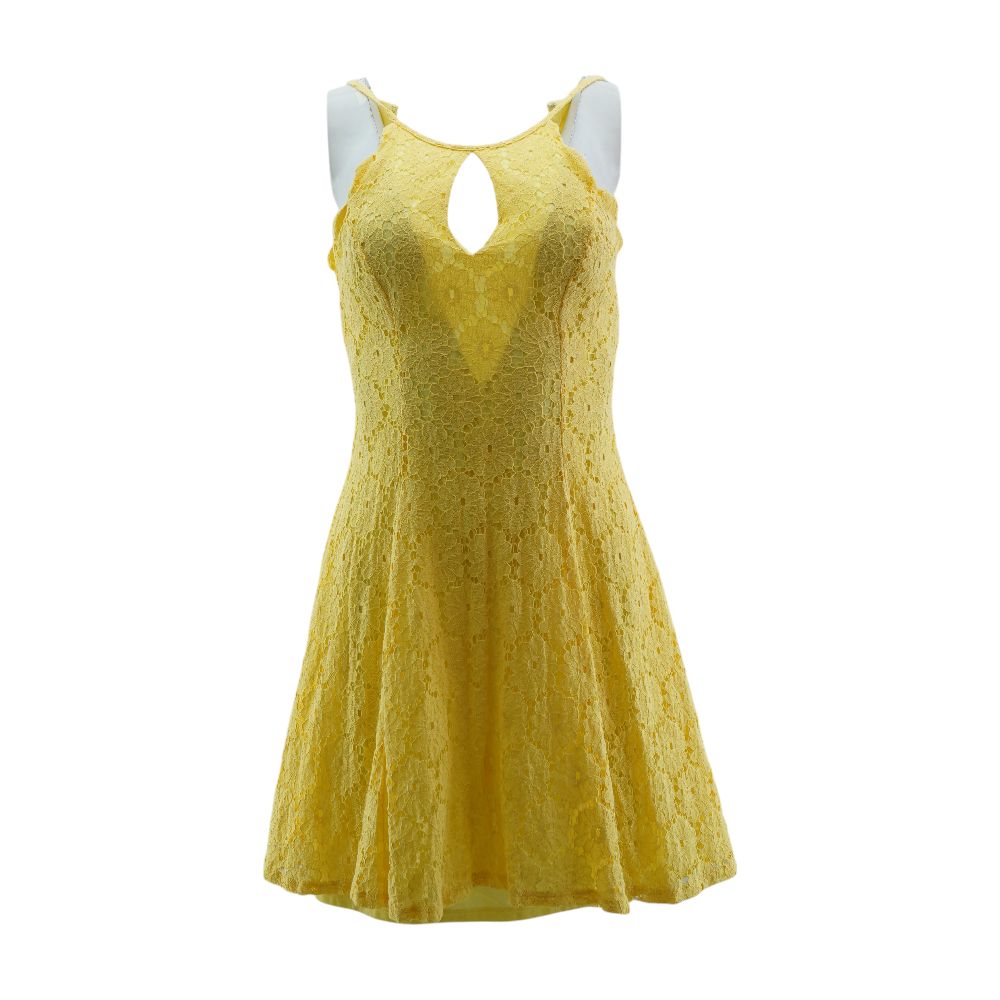 eyelet dress yellow Yellow Eyelet Midi Dress