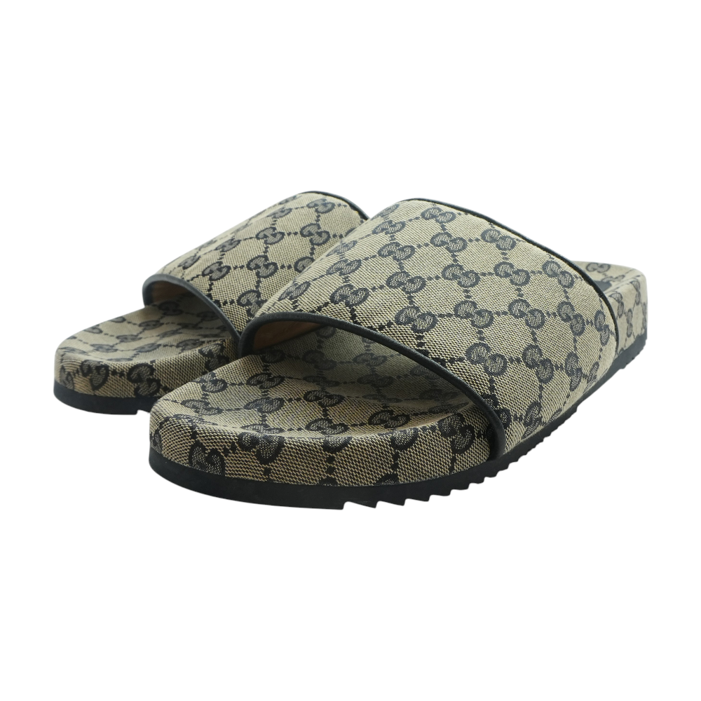 Beige and Blue GG Supreme Canvas Slide Sandals – Unclaimed Baggage