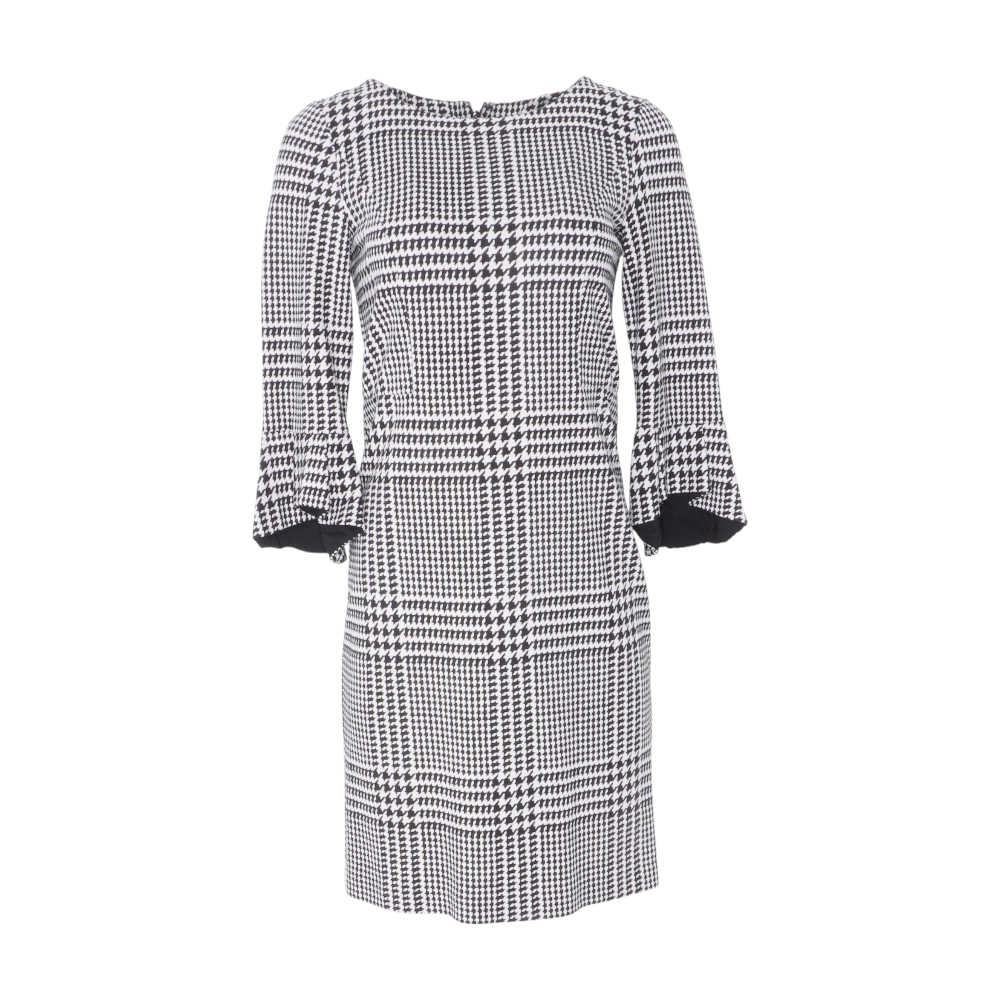 black houndstooth dress Something To Remember Black Houndstooth Belted Bandeau Midi Dress