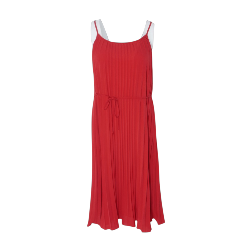 h&m red midi dress Size:4 USA pleated panel at the INDEXING REQUESTED Herve Leger The Sloane