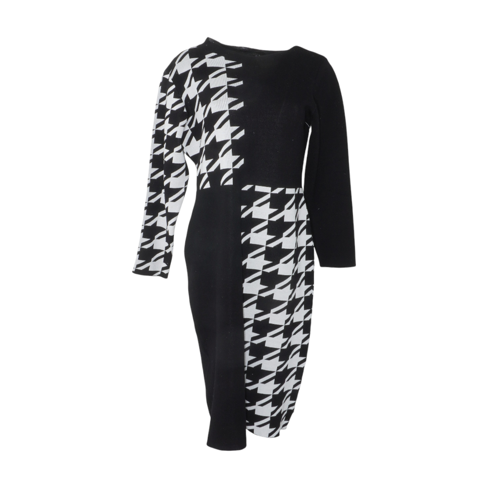 houndstooth midi dress LEO LIN - Odette Tweed Midi Dress