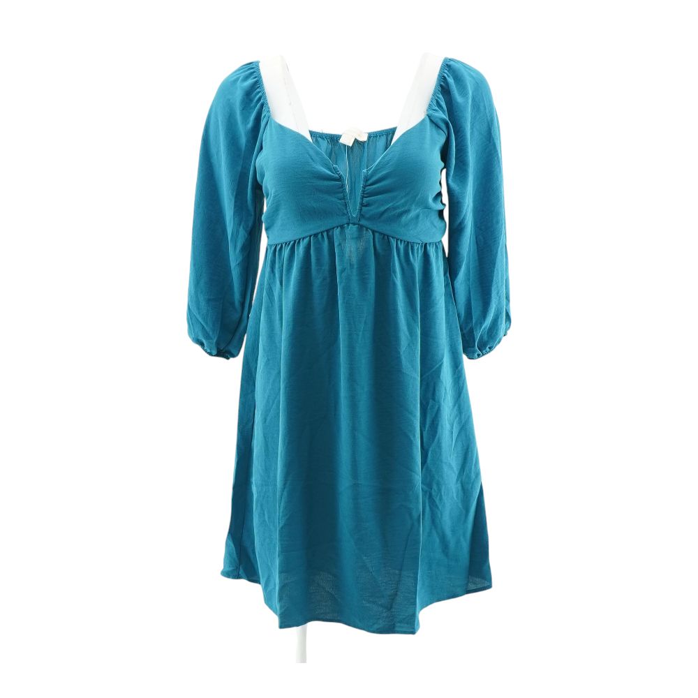 monteau blue dress Teal Solid Mini – Unclaimed Baggage Designed with comfort and new-in-clothing H & M - Color:Metallic Dove/Silver