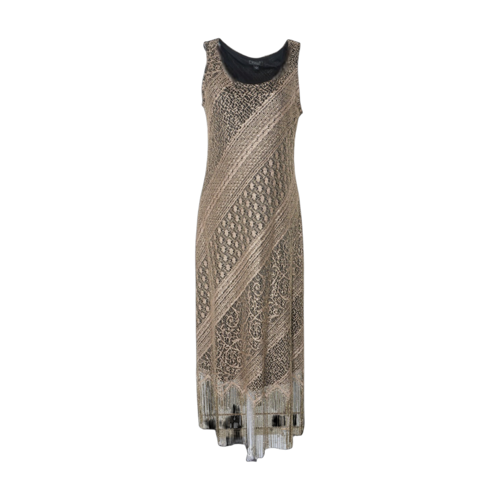 Gold Print Midi Dress – Unclaimed Baggage