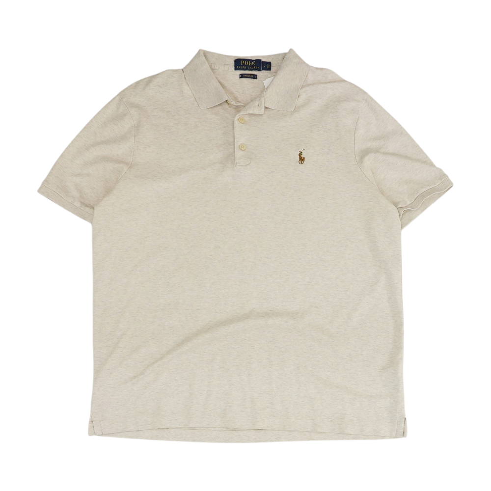 Beige Solid Short Sleeve Polo – Unclaimed Baggage