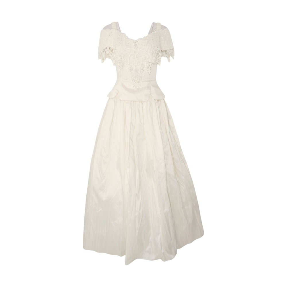 ivory fit and flare wedding dress April Floral Embroidered Wedding Dress main image 0