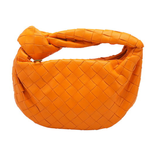 Hover Intrecciato Mini Jodie Bag in Tangerine Orange Leather
