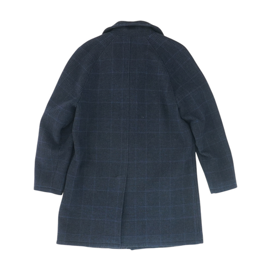 Hover Navy Plaid Coat