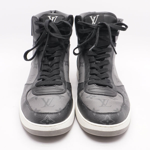 Louis Vuitton White/Brown Leather and Monogram Canvas Rivoli Sneakers Size  45