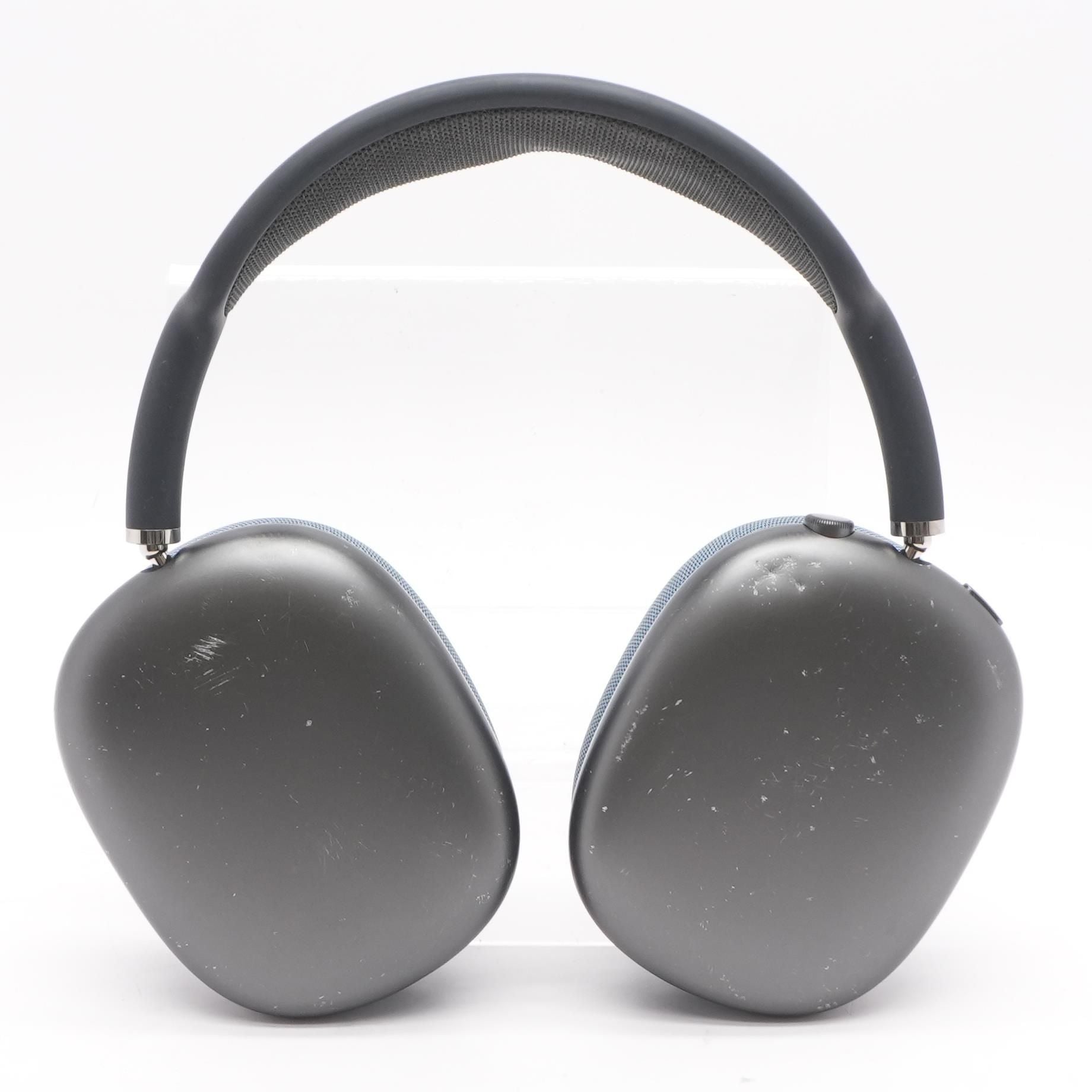 AirPod Max in Space Gray with Blue Earpads