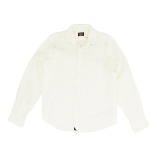 White Solid Long Sleeve Button Down