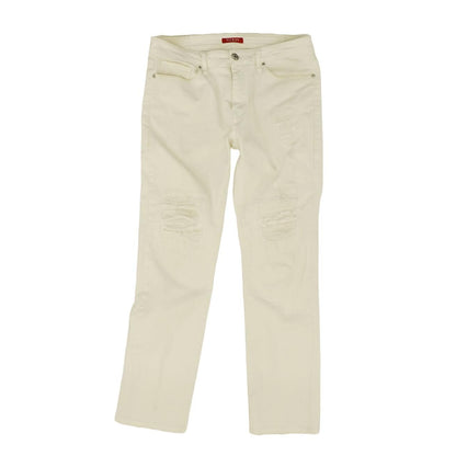 White Solid High Rise Straight Leg Jeans