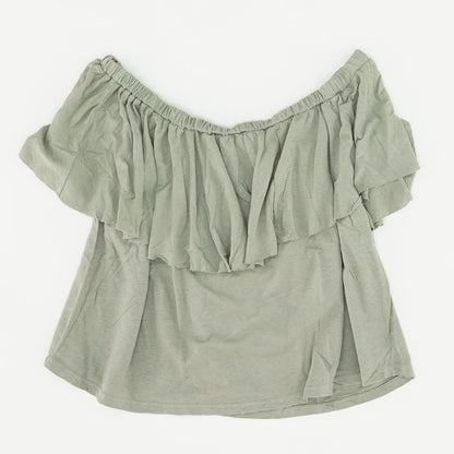 Green Solid Short Sleeve Blouse