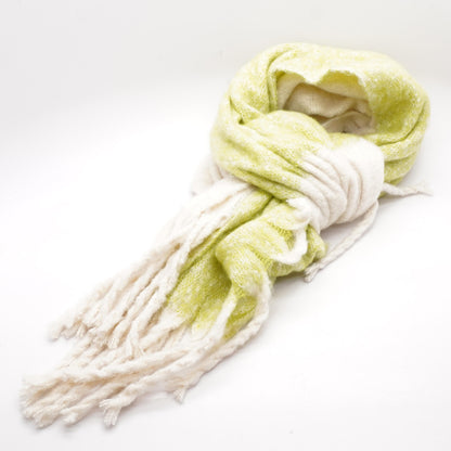 Green Color Block Polyester Scarf