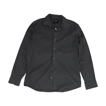 Black Long Plaid Long Sleeve Button Down