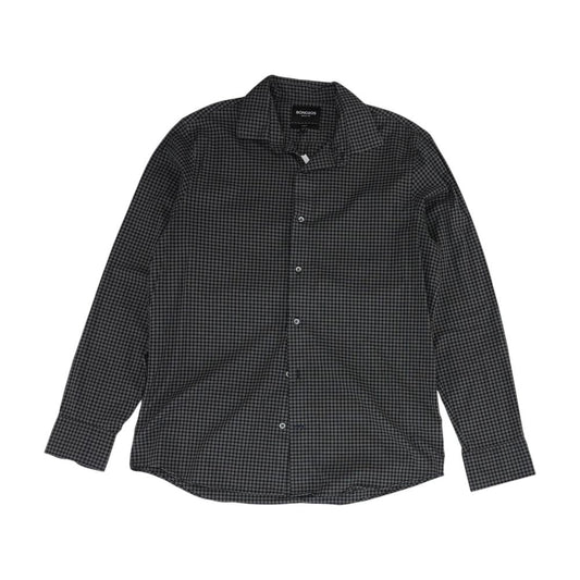 Black Long Plaid Long Sleeve Button Down