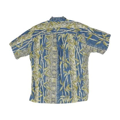 Blue Graphic Short Sleeve Button Down
