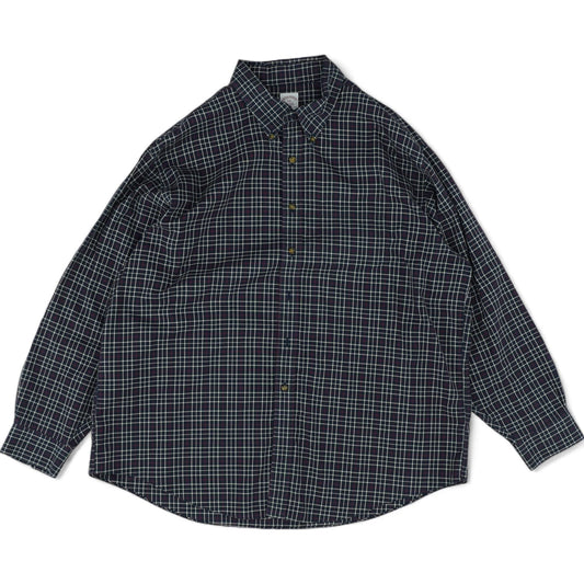 Navy Plaid Long Sleeve Button Down