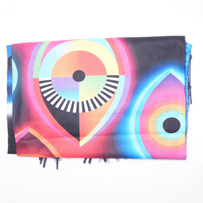 Black Graphic Polyester Scarf